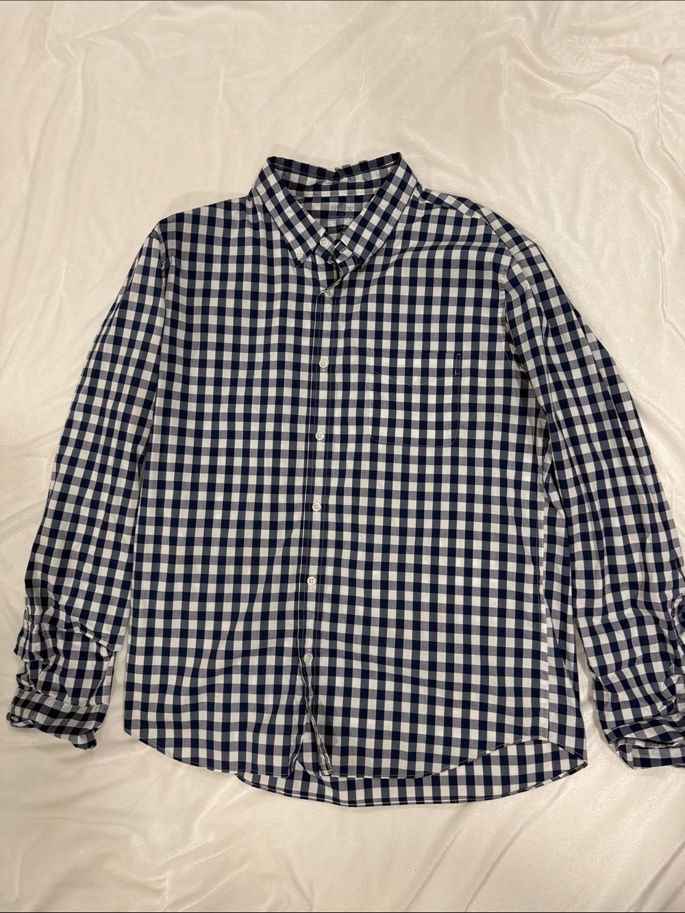 J. Crew Navy and White Gingham Button-Down Shirt